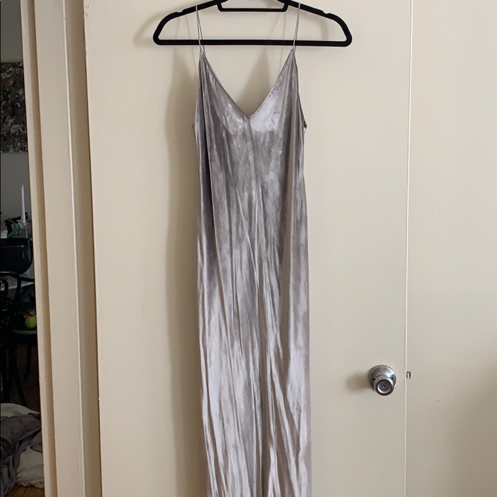 Never worn Alexander Wang silver velvet maxi dress